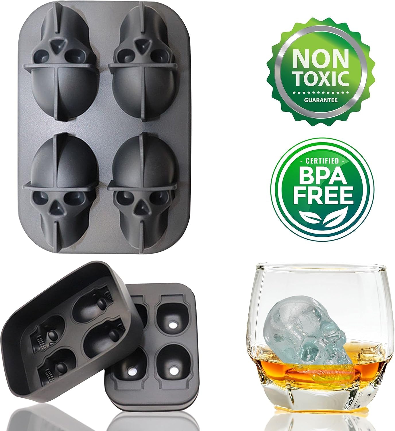 Ice Molds - Silicone Ice Cube Tray with Lid - Easy Fill and Release Ice Maker - Great for Parties and Events
